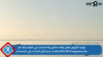 وزارة البترول تعلن وفاة حالتين و6 إصابات في انفجار خط غاز بالإسماعيلية 31-08-2025 وأكدت عدم تأثير الحادث على الإمدادات